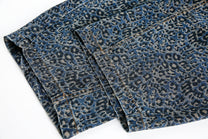 BLACK ENERGY LEOPARD PRINT BARREL JEANS; Blue; garment construction detail