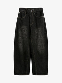 BLACK ENERGY | LEOPARD PRINT BARREL JEANS