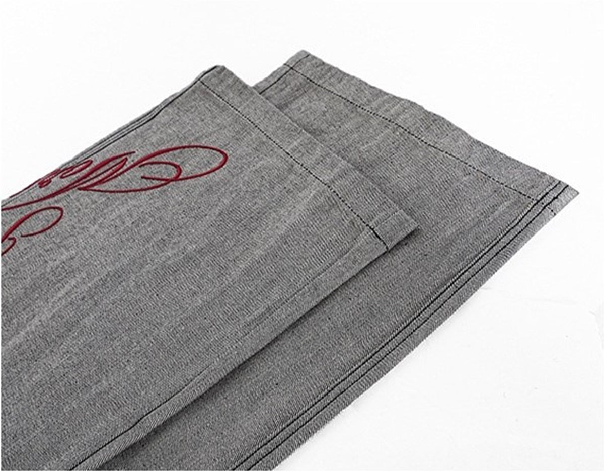 BLACK FOG ASYMMETRIC DOUBLE WAIST JEANS; Gray; design detail