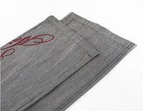BLACK FOG ASYMMETRIC DOUBLE WAIST JEANS; Gray; design detail