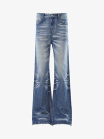 BLANKIN GRADIENT FADE WIDE LEG JEANS; Dark Blue; front view