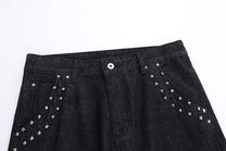 BLANKIN CROSS STITCH FLARED JEANS; Black; design detail
