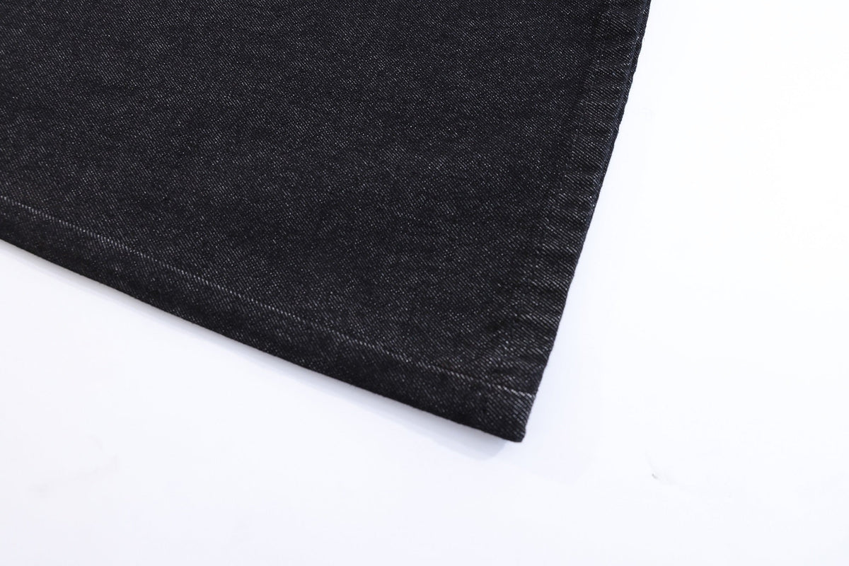 BLANKIN CROSS STITCH FLARED JEANS; Black; garment construction detail
