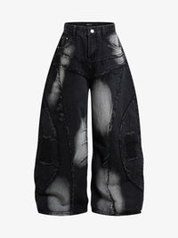 BOSOZO | DISTRESSED PATCHWORK WIDE LEG JEANS