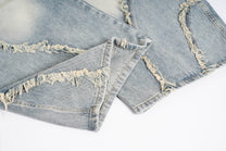 BOSOZO OVERSIZED CARGO POCKET JEANS; Blue; garment construction detail