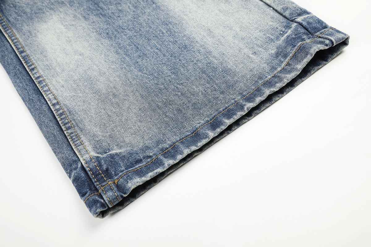 DC SPOTTED ACCENT WIDE LEG JEANS; Washed Blue; garment construction detail