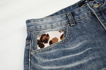 DC SPOTTED ACCENT WIDE LEG JEANS; Washed Blue; design detail