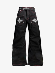 DETW GRAPHIC PATCH POCKET JEANS; Black; front view