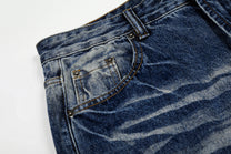 EVIL ENEMY GRADIENT FADE WIDE LEG JEANS; Vintage Blue; garment construction detail