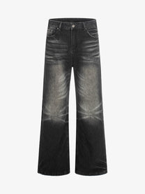 EVIL ENEMY GRADIENT FADE WIDE LEG JEANS; Black; front view