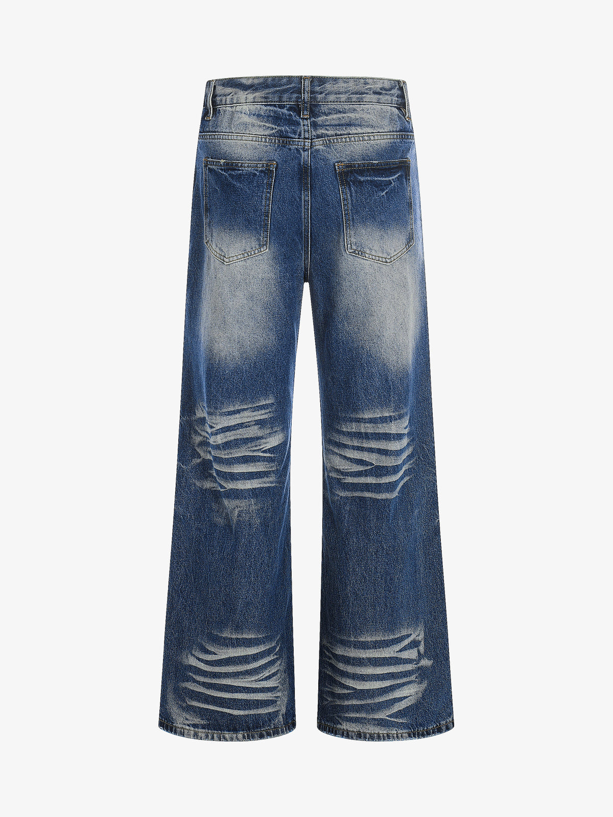 EVIL ENEMY GRADIENT FADE WIDE LEG JEANS; Vintage Blue; back view