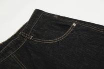 EVIL ENEMY FIREMAN CLASP JEANS; Black; garment construction detail
