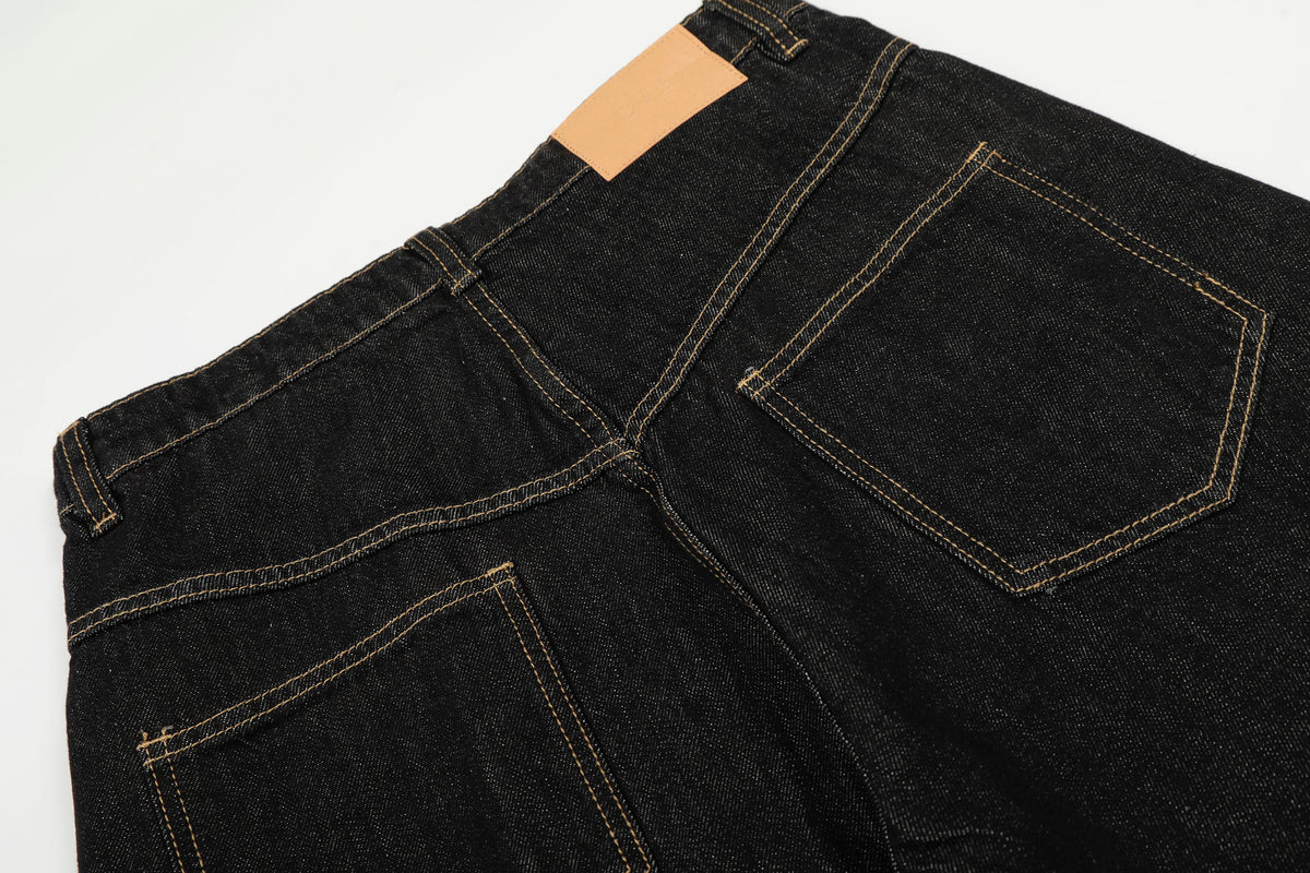 EVIL ENEMY FIREMAN CLASP JEANS; Black; garment construction detail
