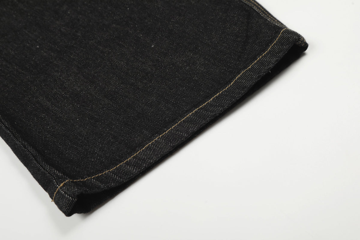 EVIL ENEMY FIREMAN CLASP JEANS; Black; garment construction detail