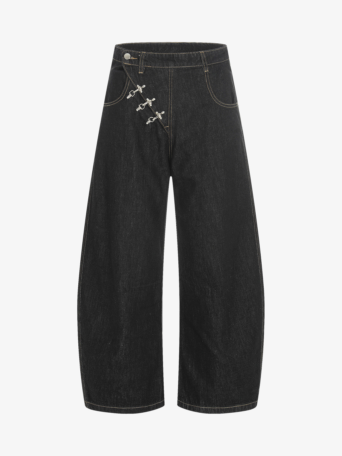 EVIL ENEMY FIREMAN CLASP JEANS; Black; front view