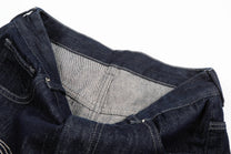 EVIL ENEMY CONTRAST BACK STITCH JEANS; Blue; garment construction detail