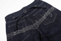 EVIL ENEMY CONTRAST BACK STITCH JEANS; Blue; design detail