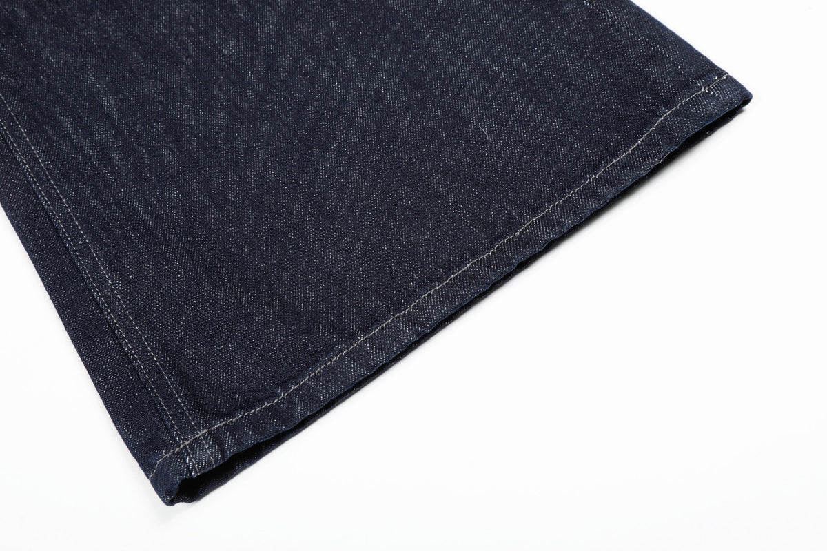 EVIL ENEMY CONTRAST BACK STITCH JEANS; Blue; garment construction detail