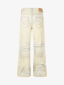 EVIL ENEMY DISTRESSED RIPPED WHITE JEANS; Cream; back view