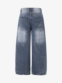 GEESAS RHINESTONE STAR JEANS; Blue; back view