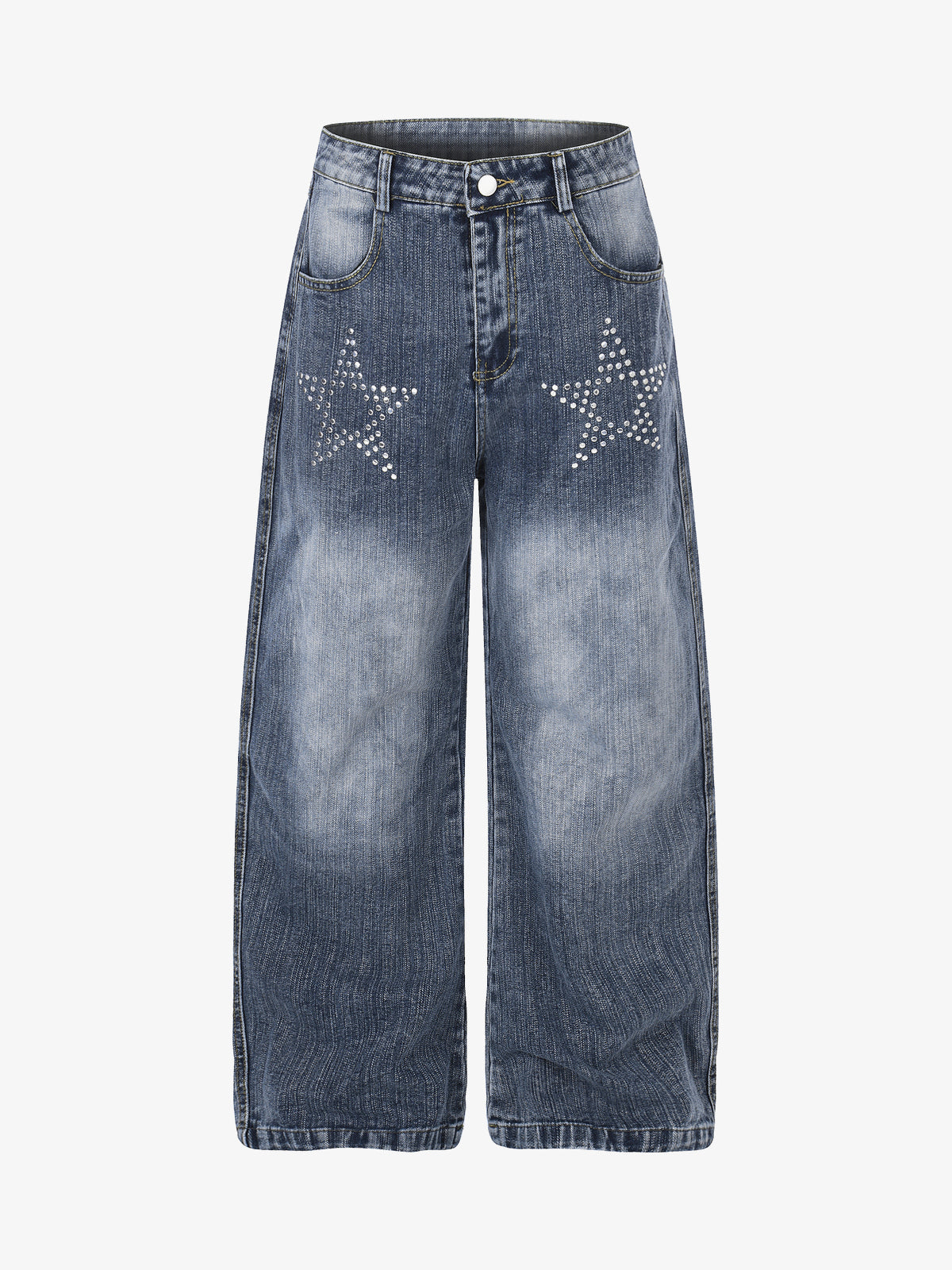 GEESAS RHINESTONE STAR JEANS; Blue; front view