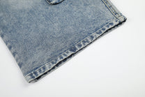 GEESAS MULTI POCKET BAGGY BARREL JEANS; Blue; garment construction detail