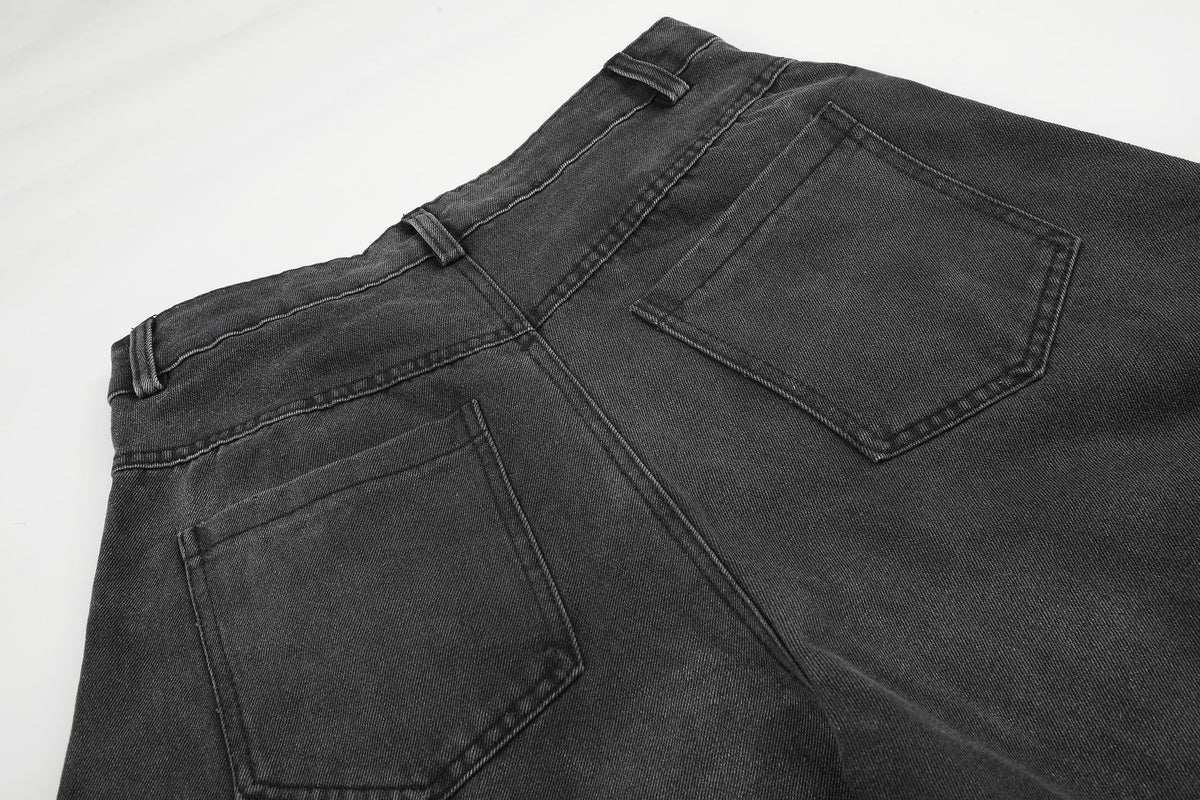 GEESAS GRADIENT STAR PRINT JEANS; Black; garment construction detail