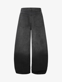 GEESAS GRADIENT STAR PRINT JEANS; Black; back view