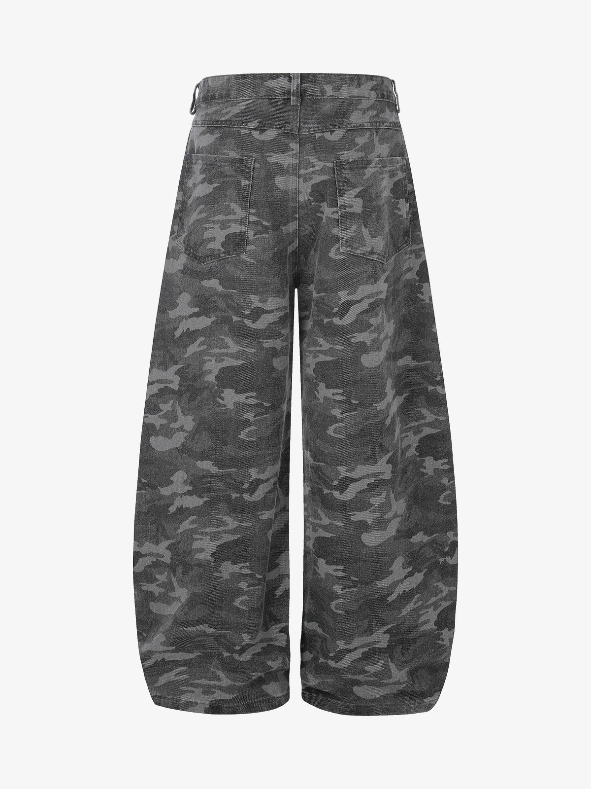 GEESAS CAMO CURVED JEANS; Gray; back view