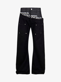 KENVIBE BOLD WAIST LETTER JEANS; Black; front view