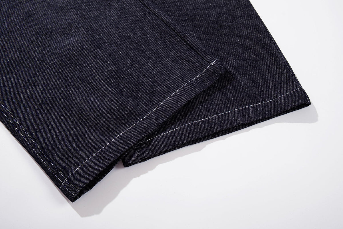 MCCNN GINGHAM WAIST GROMMET JEANS; Blue; garment construction detail