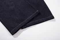 MCCNN GINGHAM WAIST GROMMET JEANS; Blue; garment construction detail