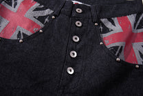 MCCNN DIAGONAL CROSS POCKET JEANS; Blue; design detail