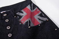 MCCNN DIAGONAL CROSS POCKET JEANS; Blue; design detail