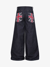 MCCNN DIAGONAL CROSS POCKET JEANS; Blue; back view