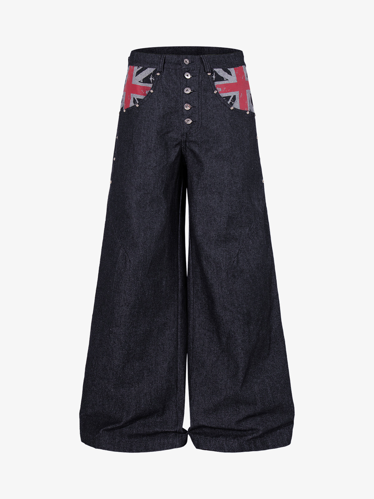 MCCNN DIAGONAL CROSS POCKET JEANS; Blue; front view