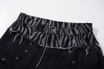 MCCNN ZEBRA GRAPHIC DISTRESSED JEANS; Blue; design detail