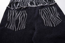 MCCNN ZEBRA GRAPHIC DISTRESSED JEANS; Blue; design detail
