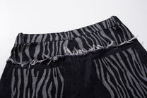 MCCNN ZEBRA GRAPHIC DISTRESSED JEANS; Blue; design detail