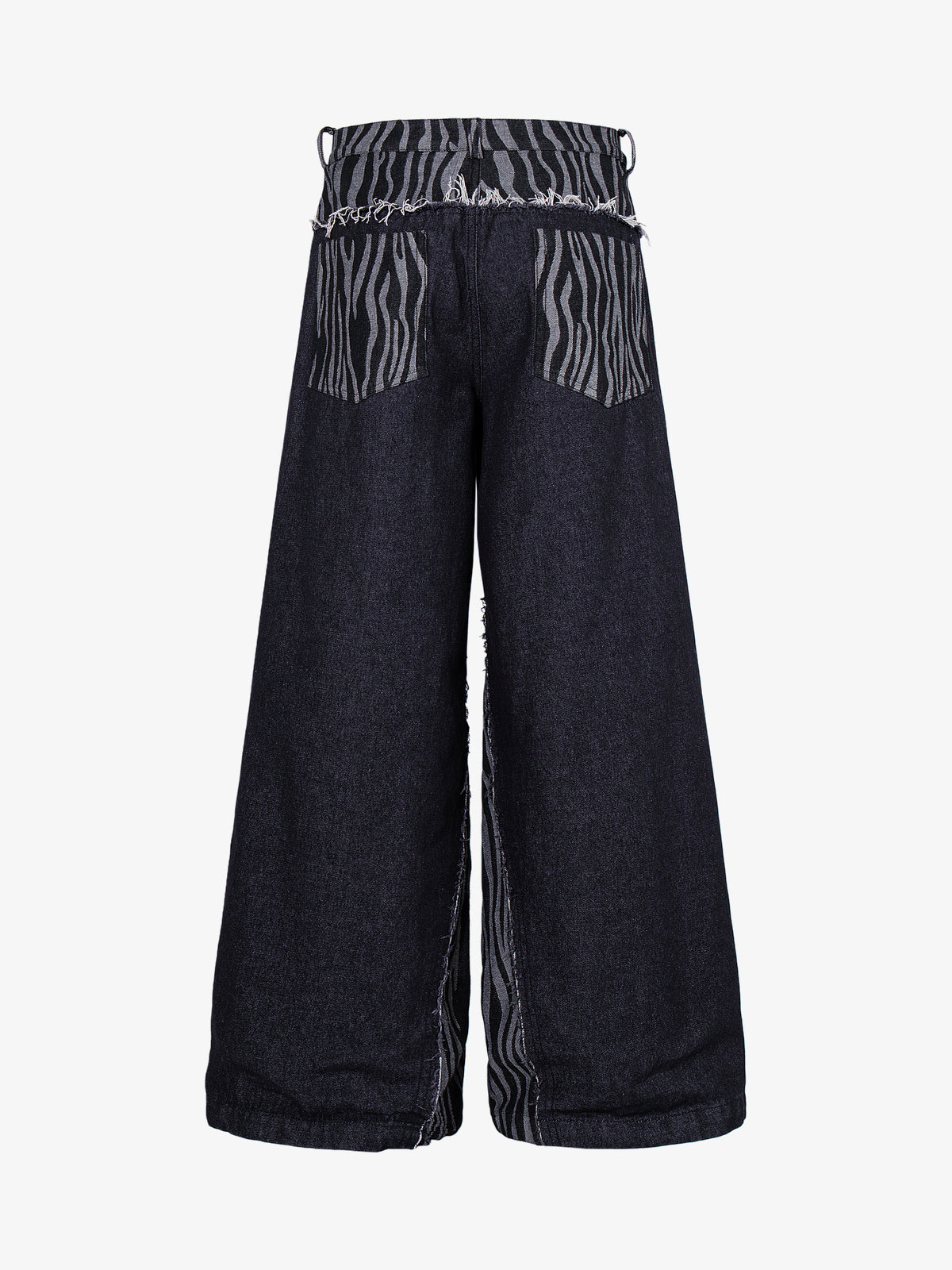 MCCNN ZEBRA GRAPHIC DISTRESSED JEANS; Blue; back view