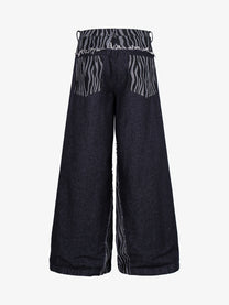 MCCNN ZEBRA GRAPHIC DISTRESSED JEANS; Blue; back view