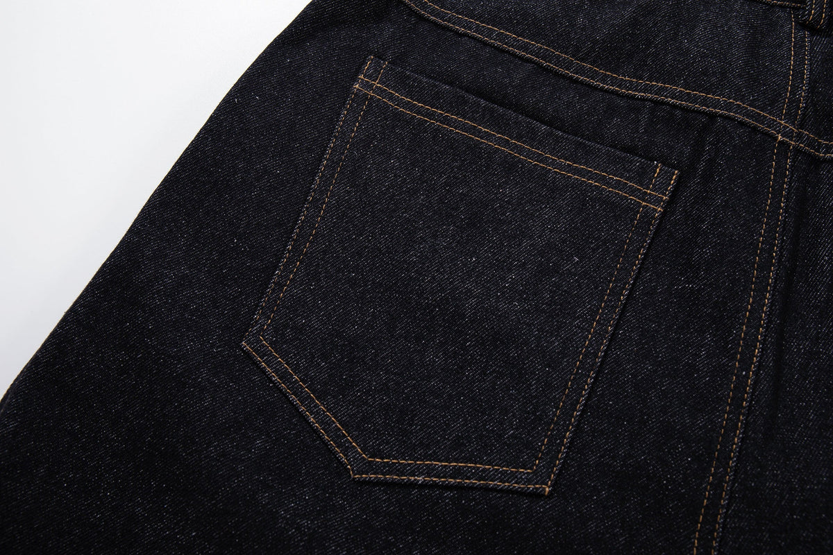 MCCNN DIAGONAL STITCH PANEL JEANS; Black; garment construction detail
