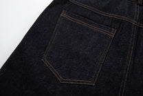 MCCNN DIAGONAL STITCH PANEL JEANS; Black; garment construction detail