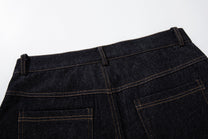 MCCNN DIAGONAL STITCH PANEL JEANS; Black; garment construction detail