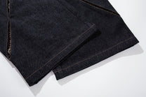 MCCNN DIAGONAL STITCH PANEL JEANS; Black; garment construction detail