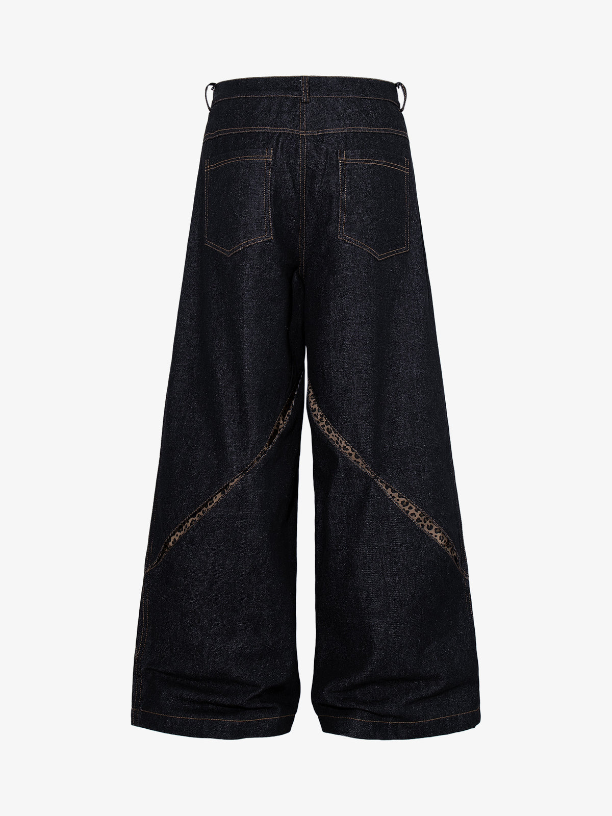 MCCNN DIAGONAL STITCH PANEL JEANS; Black; back view