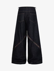 MCCNN DIAGONAL STITCH PANEL JEANS; Black; back view