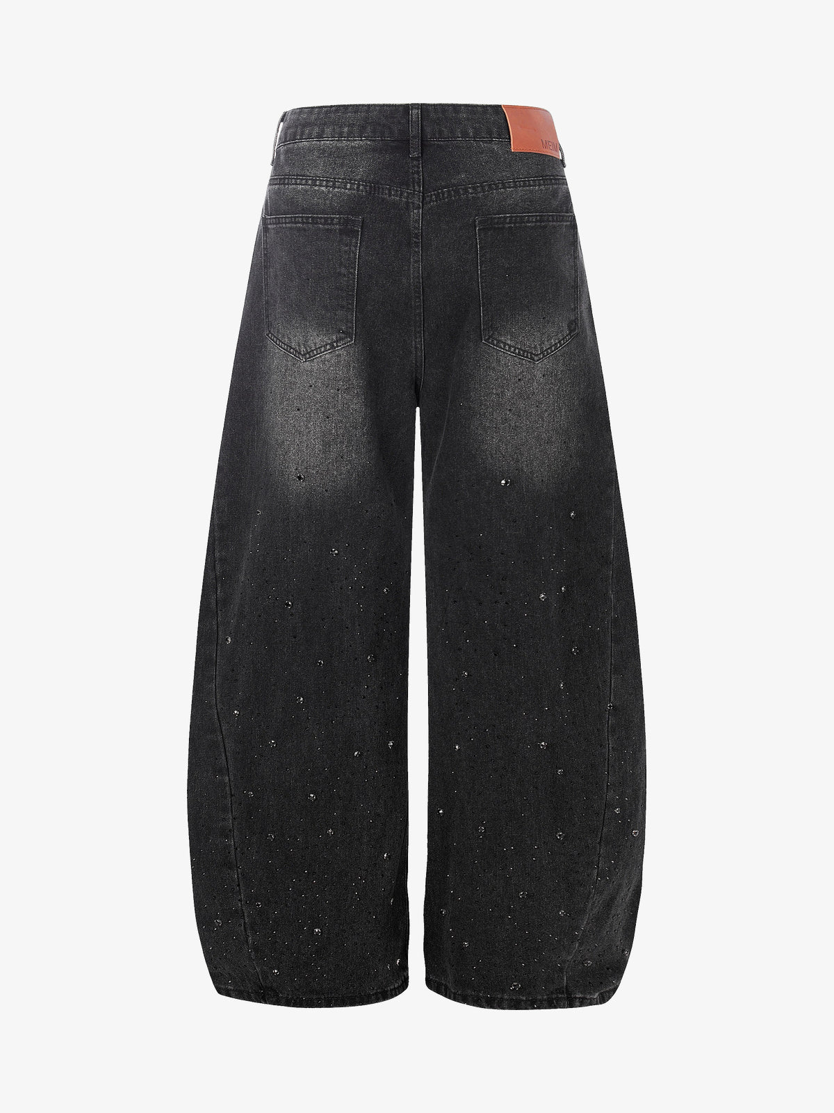 MEIM DARK FADE CURVED LEG JEANS; Black; back view