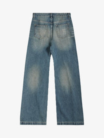 NO E MOSEN PYRAMID STUD WASHED JEANS; Blue; back view