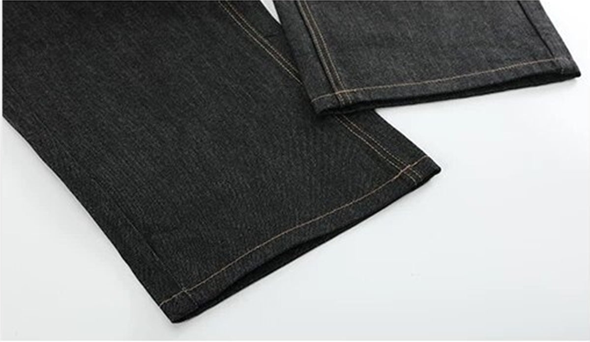 NO E MOSEN DOUBLE WAIST WIDE LEG JEANS; Black; garment construction detail